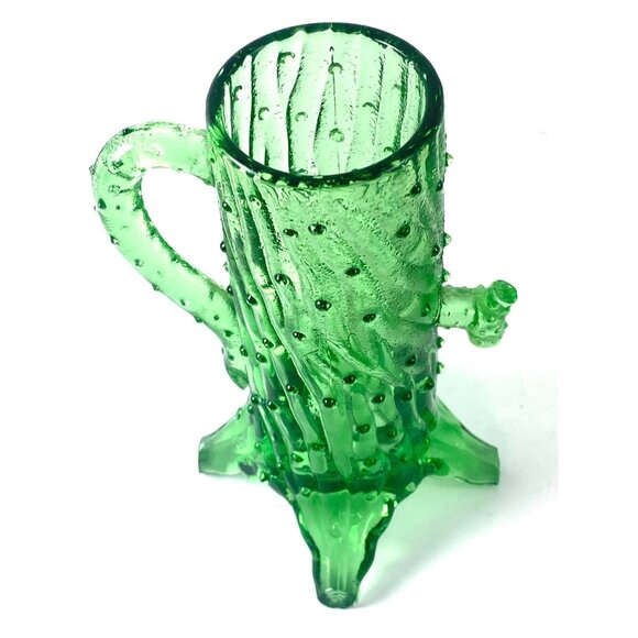 Northwood Glass Mold Green Glass Stump Creamer LG Wright Tree Trunk Pump - Picture 3 of 7